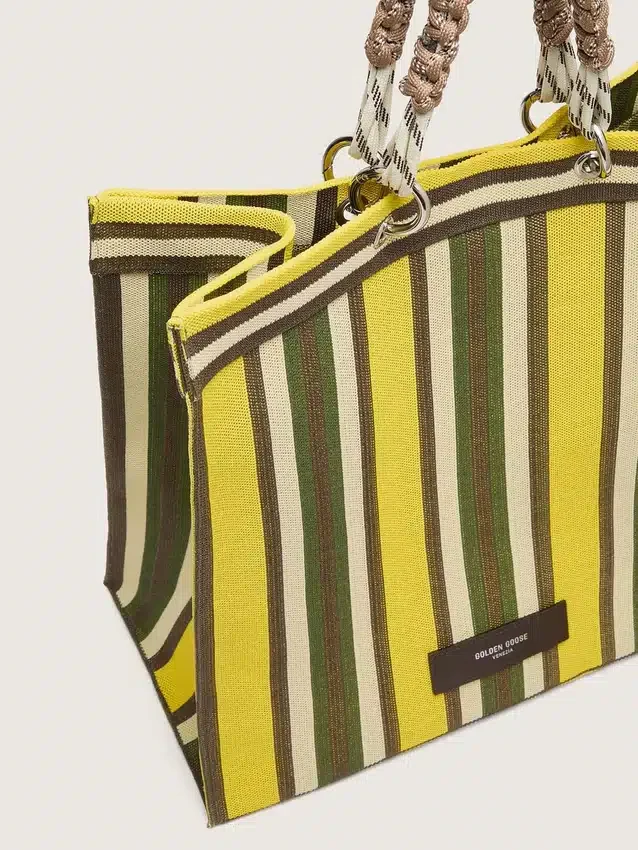 Striped Spiaggina Bag in yellow, green and brown