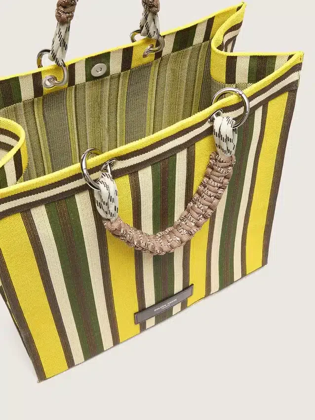 Striped Spiaggina Bag in yellow, green and brown