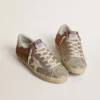 Super-Star in beige suede and multicolored crystals with cream-colored leather star and heel tab
