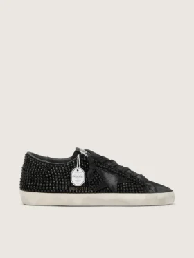 Super-Star in black suede with Swarovski crystals and black suede star