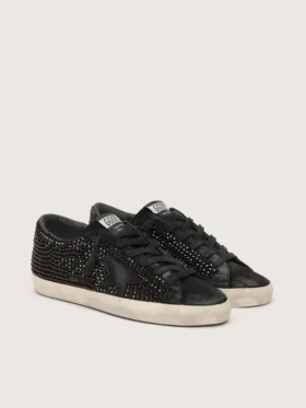 Super-Star in black suede with Swarovski crystals and black suede star