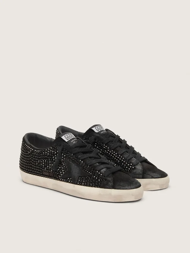 Super-Star in black suede with Swarovski crystals and black suede star