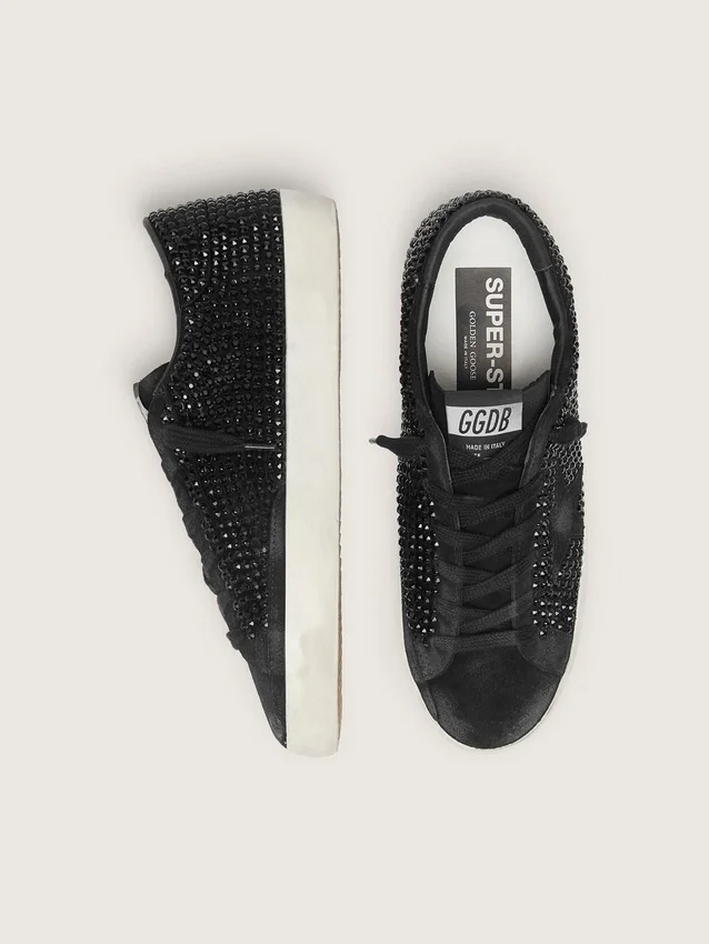Super-Star in black suede with Swarovski crystals and black suede star