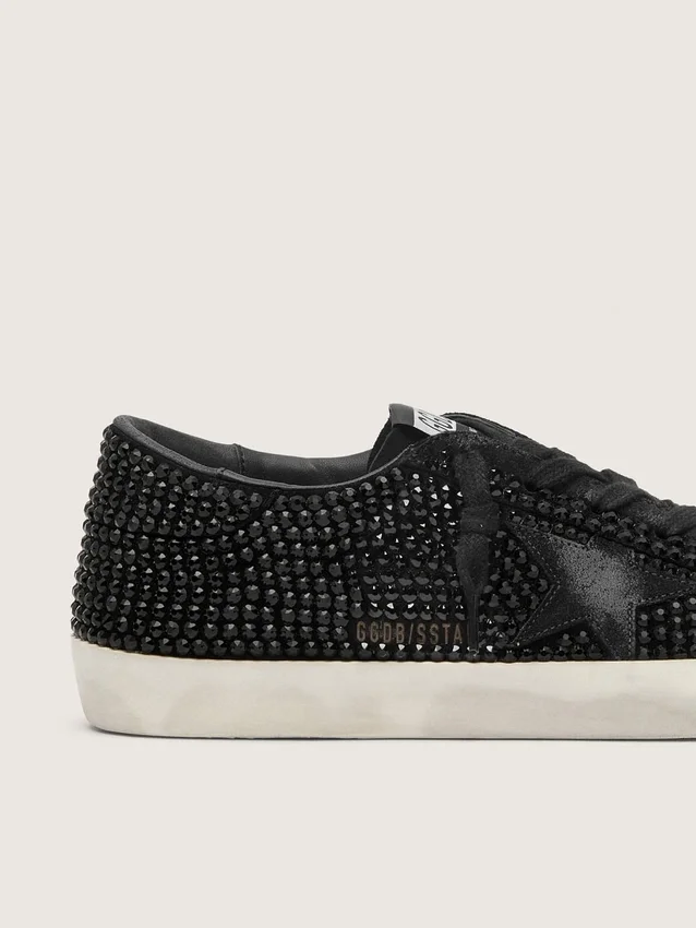 Super-Star in black suede with Swarovski crystals and black suede star
