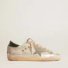 Super-Star in gray canvas with a green leather star and heel tab