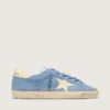 Super-Star in light blue suede with beige leather star and heel tab