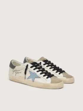 Super-Star in nappa leather with light blue suede star and gray leather heel tab