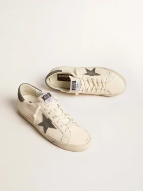 Super-Star in nappa with gray suede star and heel tab