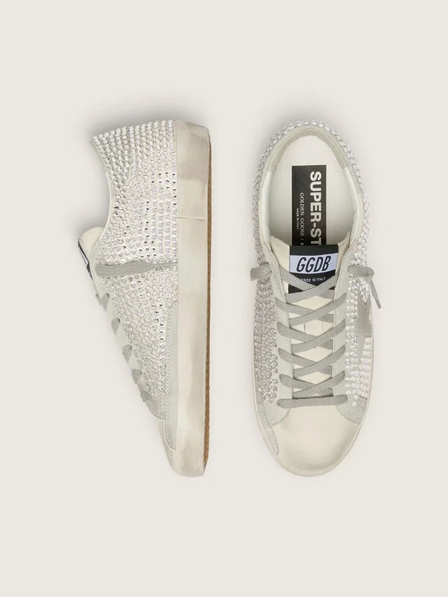 Super-Star in nubuck with Swarovski crystals and ice-gray suede star
