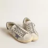 Super-Star in pale silver mesh with light blue suede star
