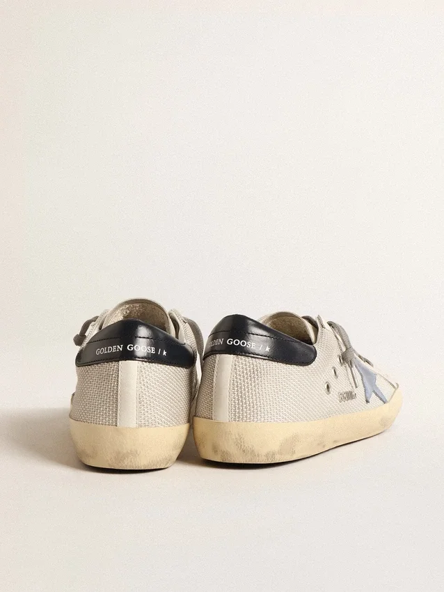 Super-Star in pale silver mesh with light blue suede star