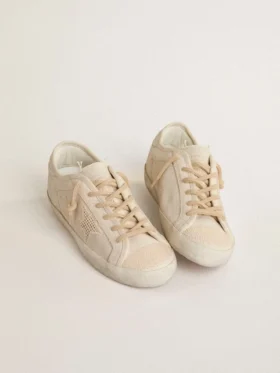 Super-Star in pearl-colored canvas with a tone-on-tone mesh effect star
