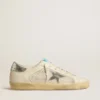 Super-Star in white leather and suede with silver and gold leather star