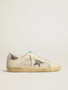 Super-Star in white leather and suede with silver and gold leather star