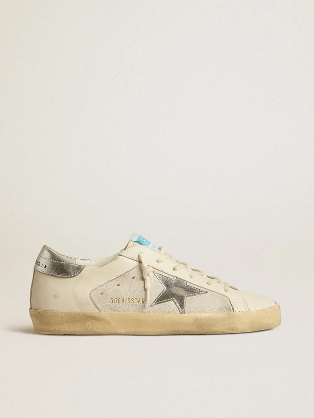 Super-Star in white leather and suede with silver and gold leather star