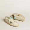 Super-Star in white leather and suede with silver and gold leather star