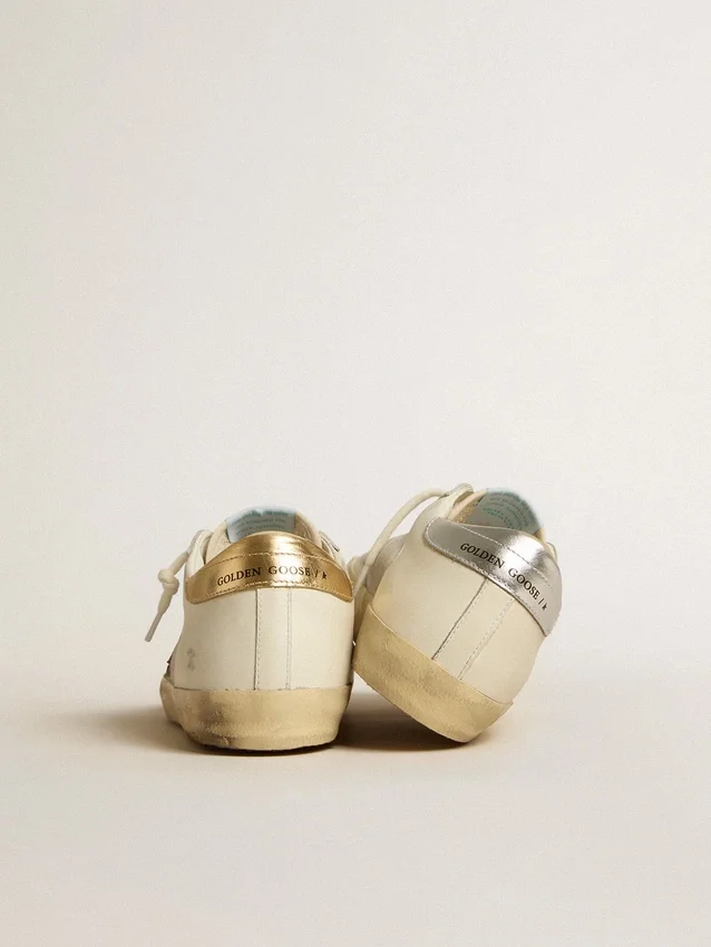 Super-Star in white leather and suede with silver and gold leather star