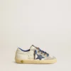 Super-Star Junior with blue leather star and ice-gray suede inserts