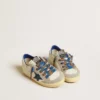 Super-Star Junior with blue leather star and ice-gray suede inserts