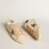 Super-Star LTD in leather with beige suede star with Swarovski studs