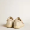 Super-Star LTD in leather with beige suede star with Swarovski studs