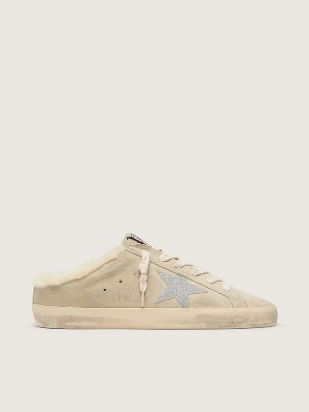 Super-Star Sabots with Swarovski crystal star and shearling lining
