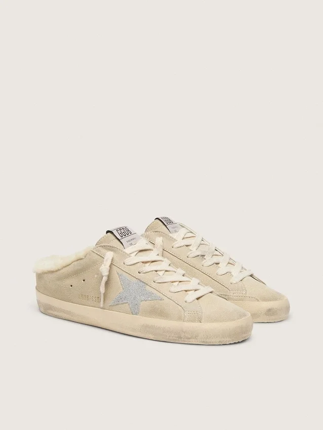 Super-Star Sabots with Swarovski crystal star and shearling lining