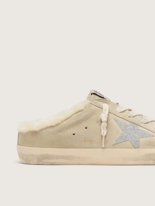 Super-Star Sabots with Swarovski crystal star and shearling lining