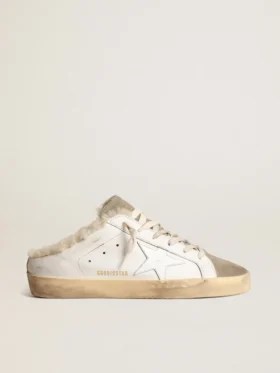 Super-Star Sabots with white leather star and shearling lining