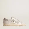 Super-Star sneakers in gray-white glitter-effect leather with leather star