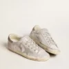 Super-Star sneakers in gray-white glitter-effect leather with leather star