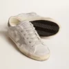 Super-Star sneakers in gray-white glitter-effect leather with leather star