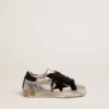 Super-Star sneakers in silver leather with suede inserts