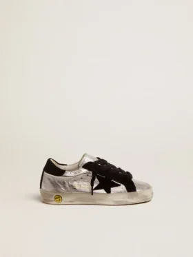 Super-Star sneakers in silver leather with suede inserts