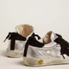 Super-Star sneakers in silver leather with suede inserts