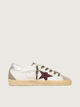 Super-Star with burgundy glitter star and silver heel tab