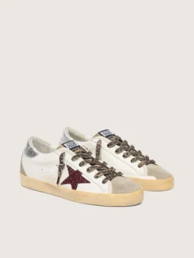 Super-Star with burgundy glitter star and silver heel tab