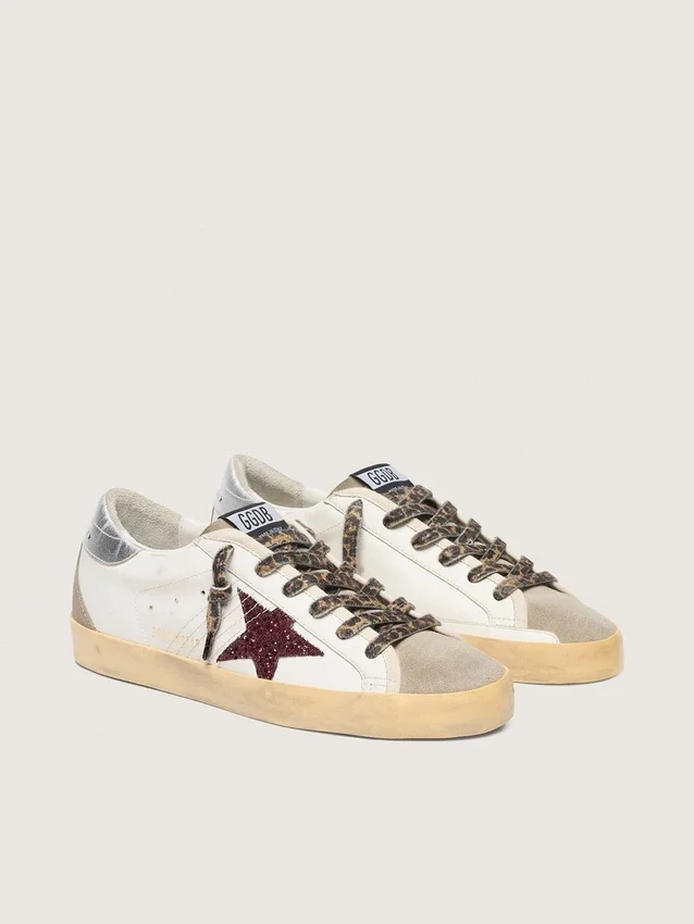 Super-Star with burgundy glitter star and silver heel tab