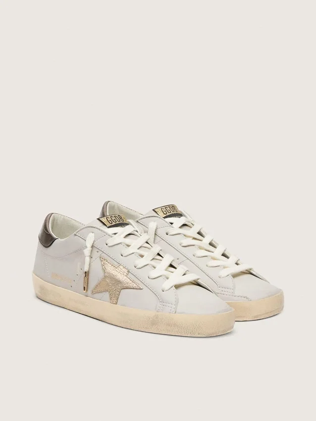 Super-Star with crackle leather star and metallic foiled leather heel tab