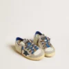Super-Star Young with blue leather star and ice-gray suede inserts