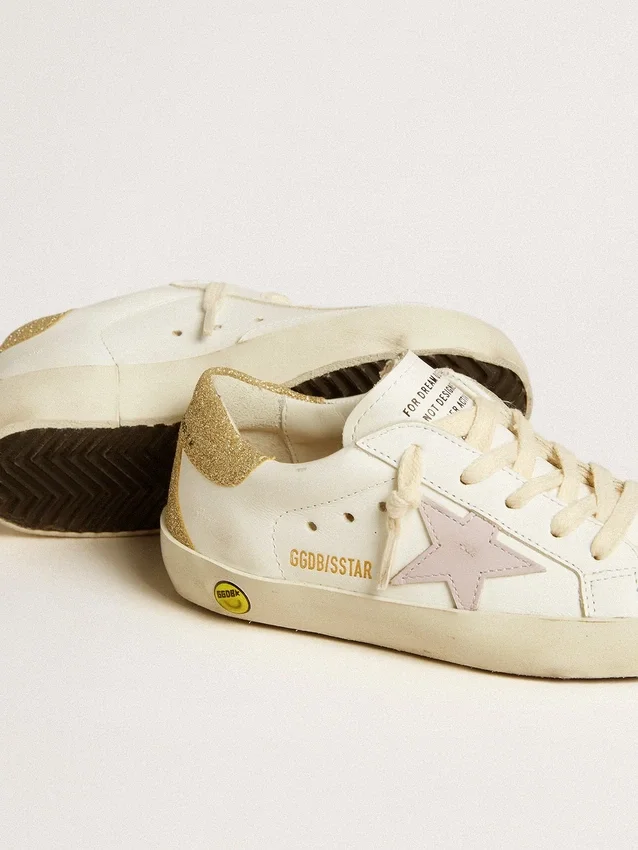 Super-Star Young with lilac leather star and glitter heel tab
