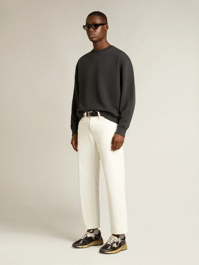 Sweatshirt in washed black with reverse logo on the back - Jersey Capsule