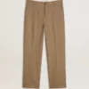 Tailored pants in sand-colored chevron linen blend