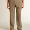 Tailored pants in sand-colored chevron linen blend