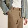 Tailored pants in sand-colored chevron linen blend