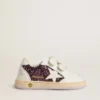 Teen Ball Star in purple glitter with white leather star and heel tab