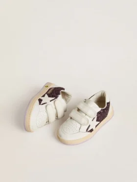 Teen Ball Star in purple glitter with white leather star and heel tab