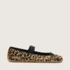 Étoile ballet flats in leopard-print pony skin with black embroidered star and elastic strap
