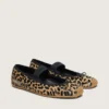 Étoile ballet flats in leopard-print pony skin with black embroidered star and elastic strap