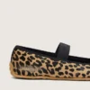 Étoile ballet flats in leopard-print pony skin with black embroidered star and elastic strap